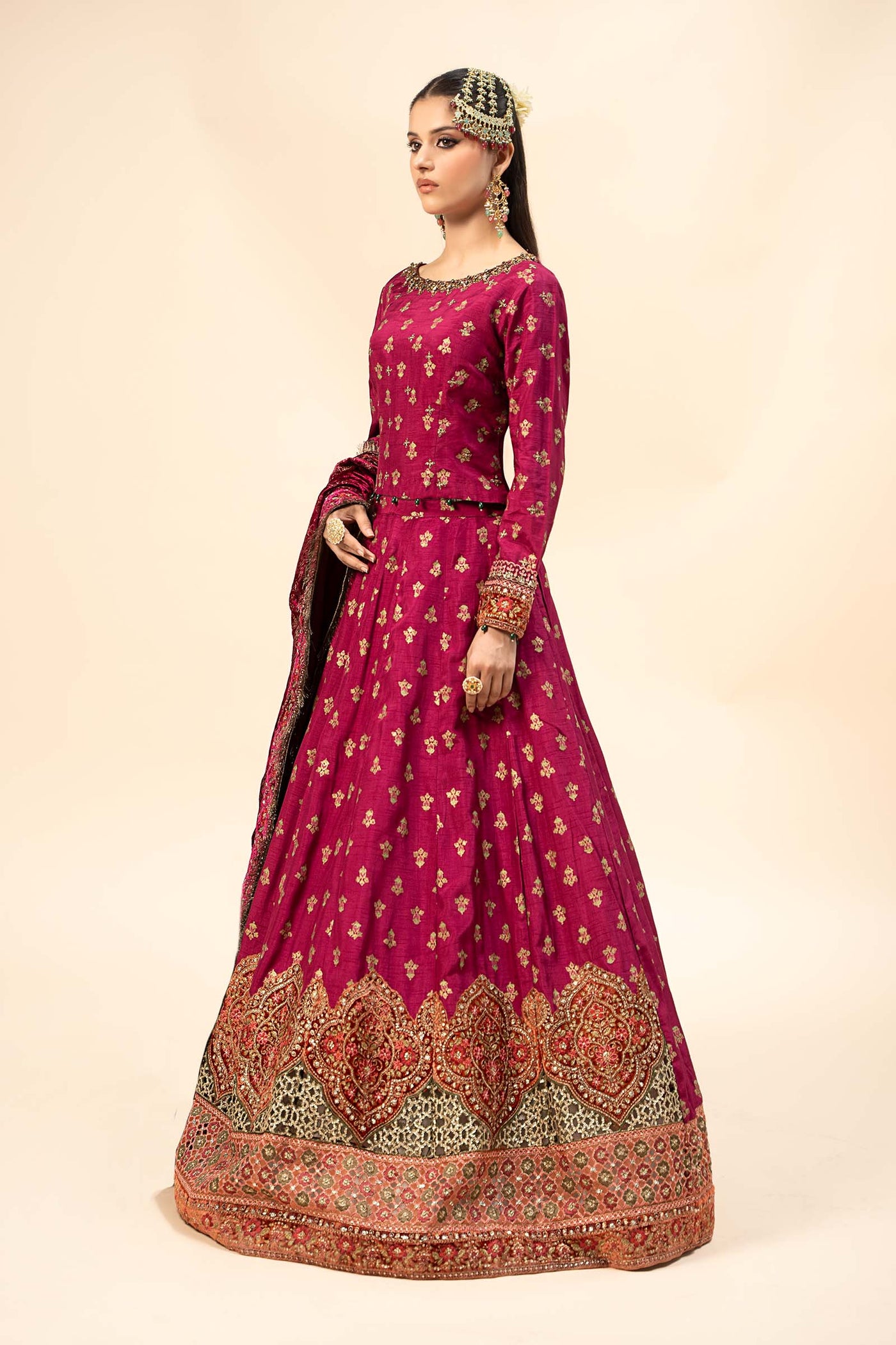 3 Piece Embroidered Raw Silk Suit | SF-W24-26