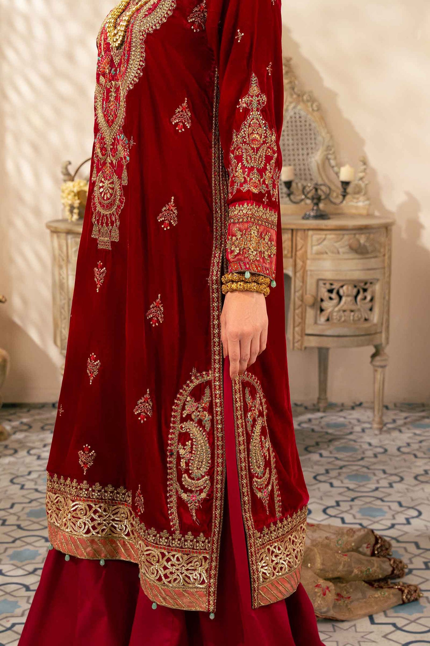 3 Piece Embroidered Velvet Suit | SF-W24-29