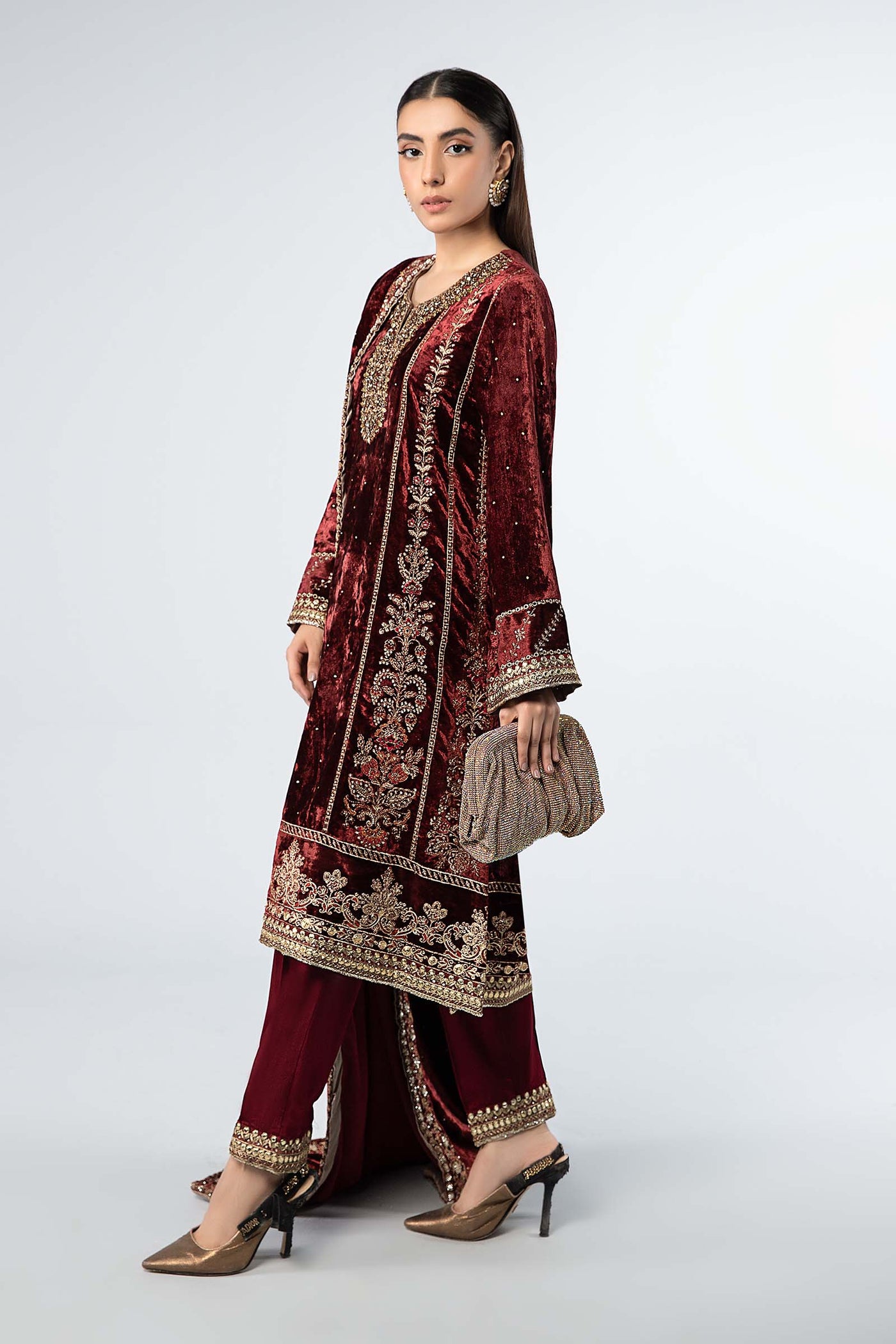 3 Piece Embroidered Velvet Suit | SF-W24-14