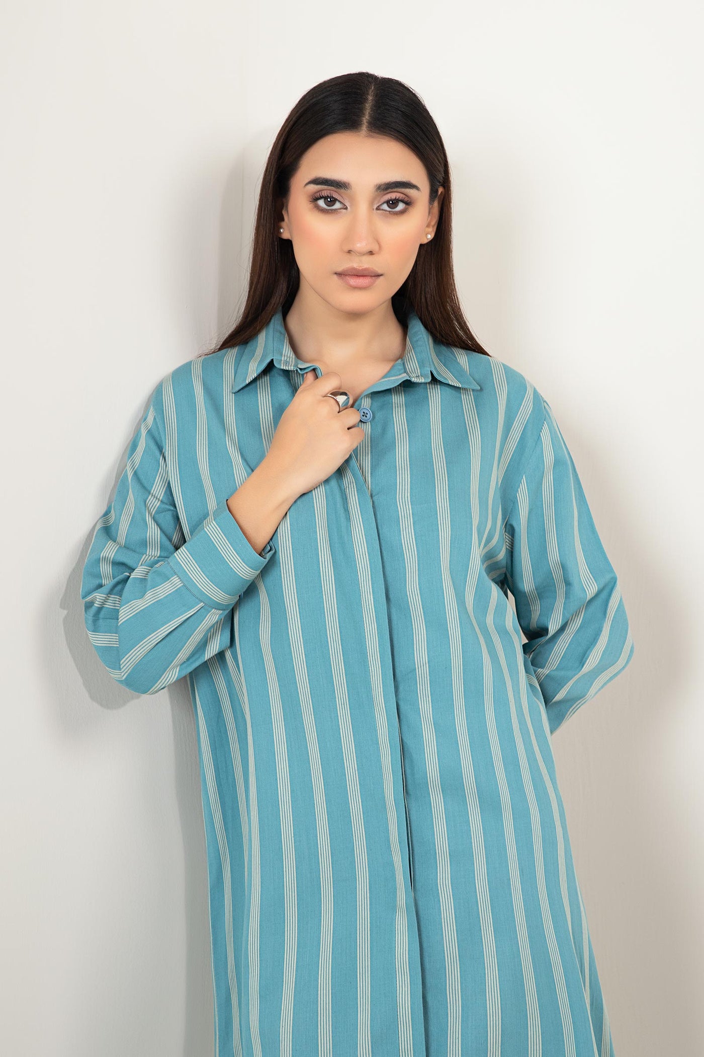 Striped Button-Down Dress | WEST-S25-8