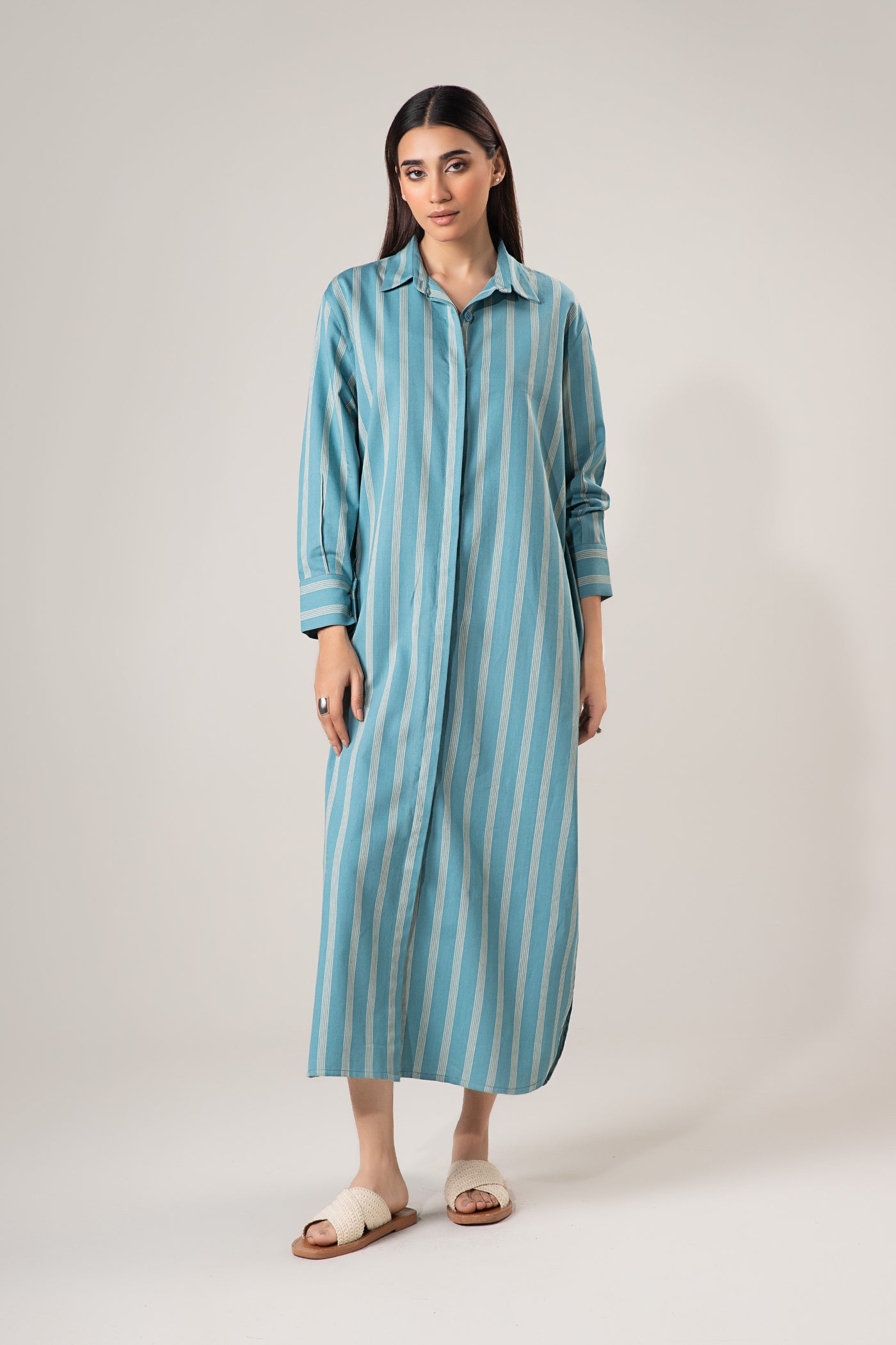 Striped Button-Down Dress | WEST-S25-8