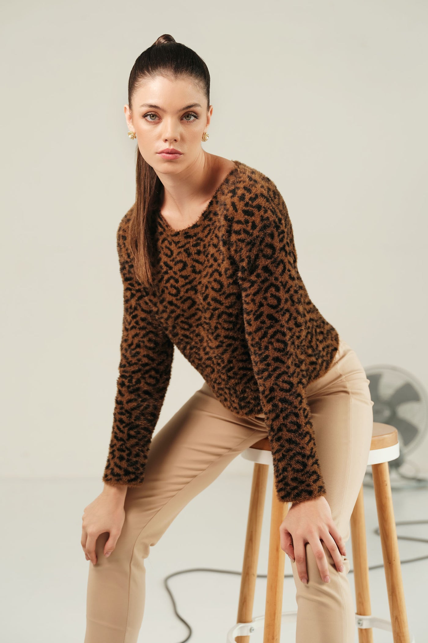 Leopard Print Sweater (Free Size)