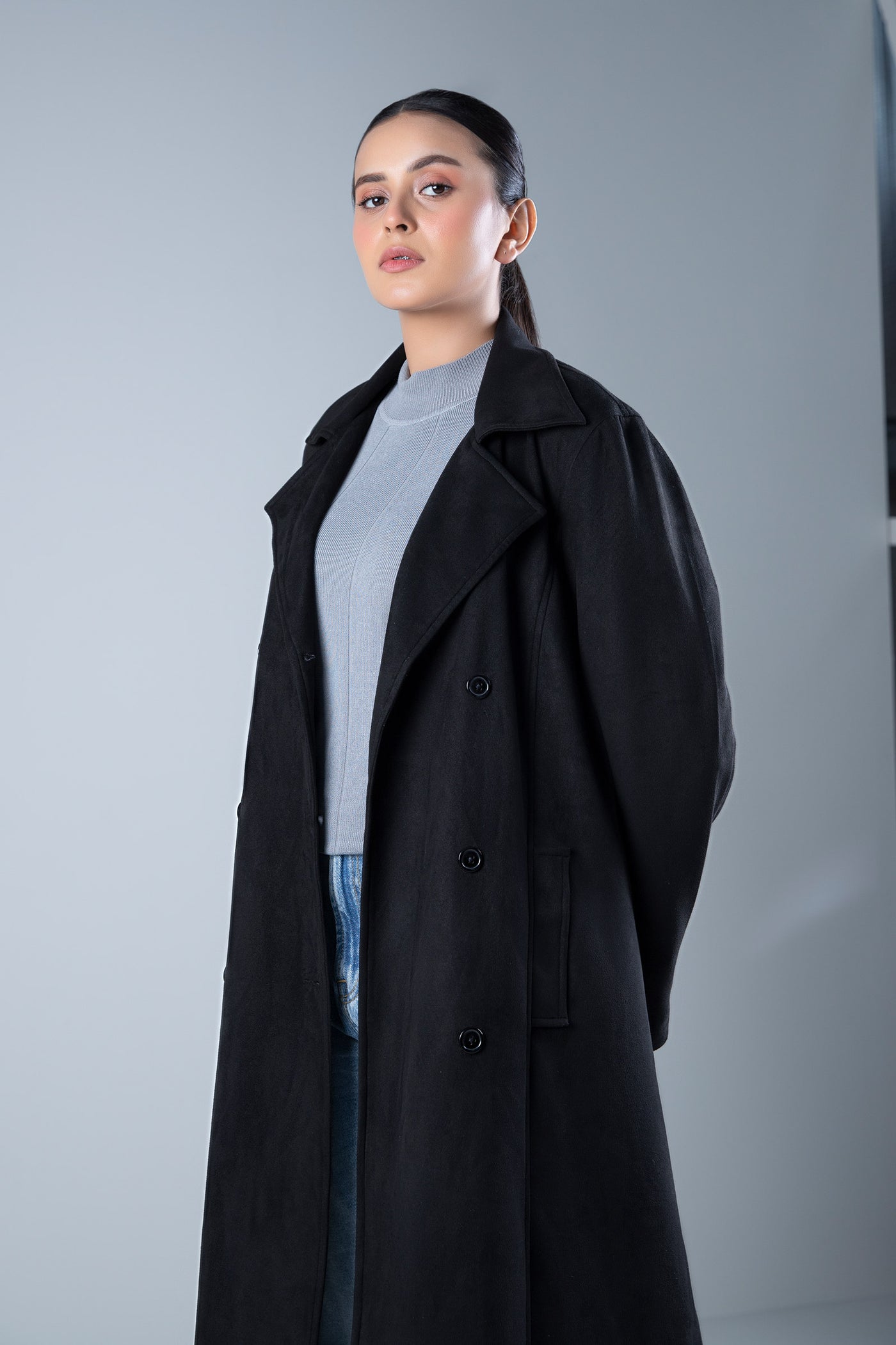 Suede Double Breasted Coat | WEST-W24-61A