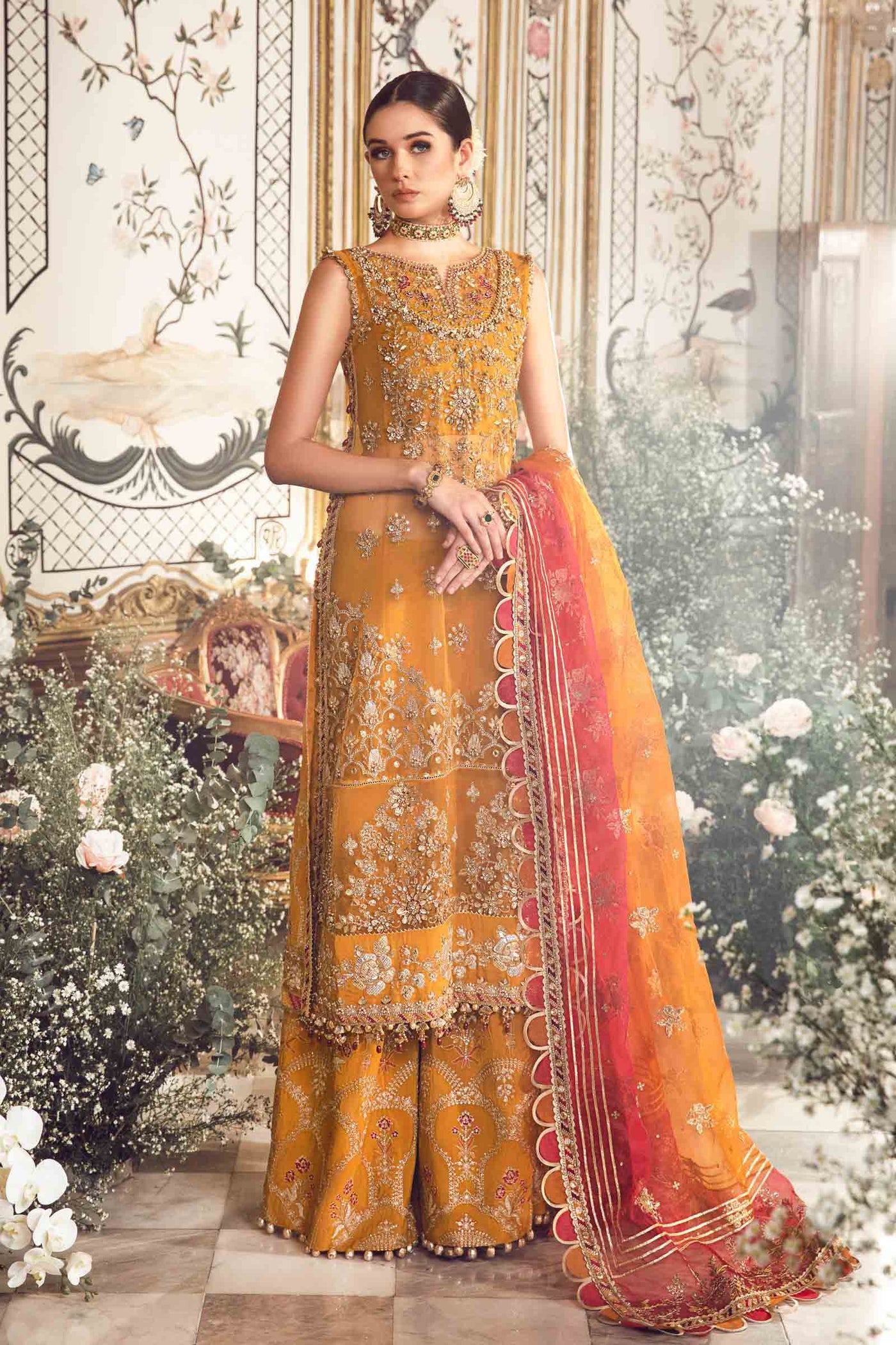 Unstitched Mbroidered | Mustard BD-2707