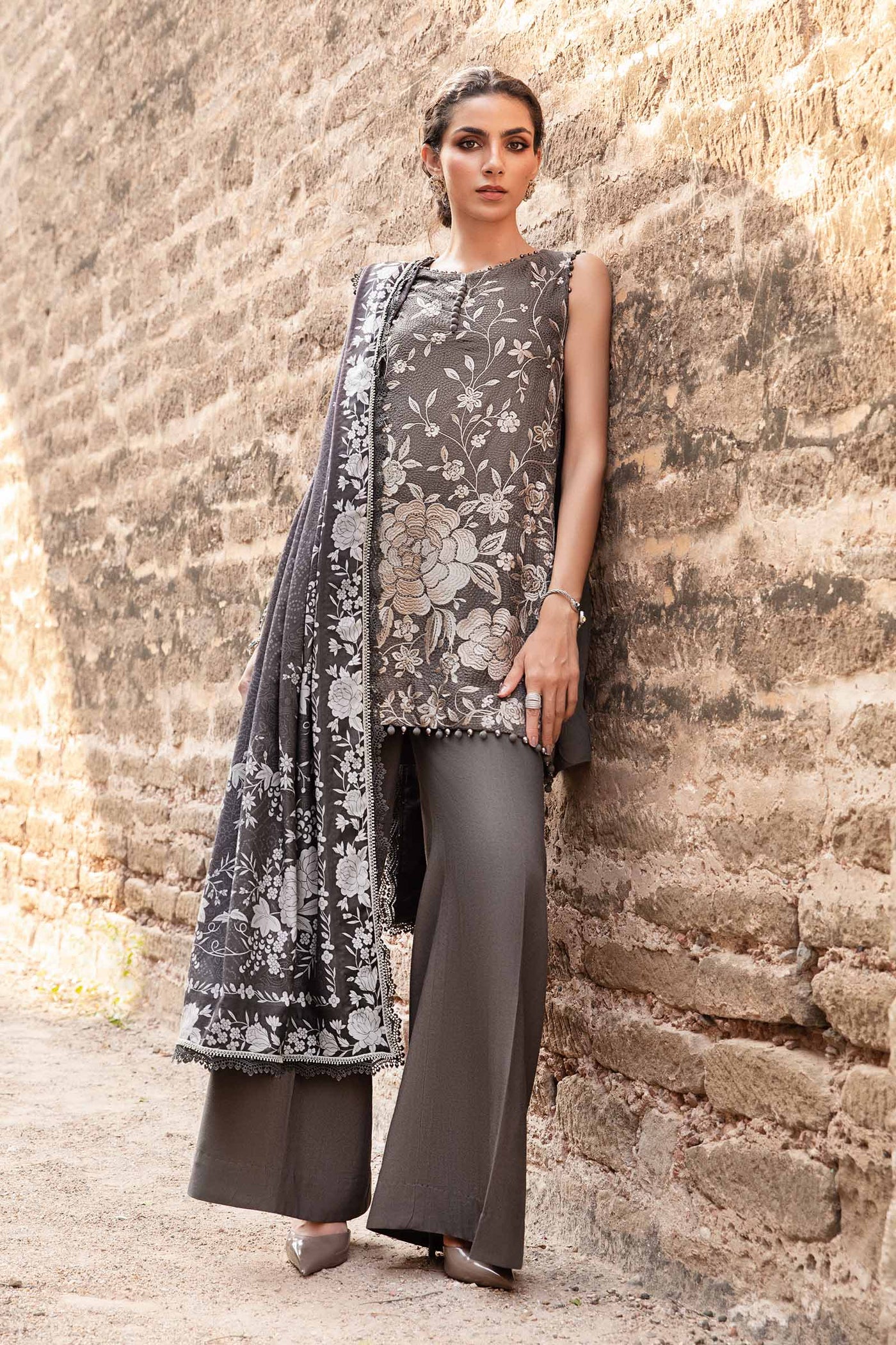 3 Piece Unstitched Printed Linen Suit | MPT-2408-B