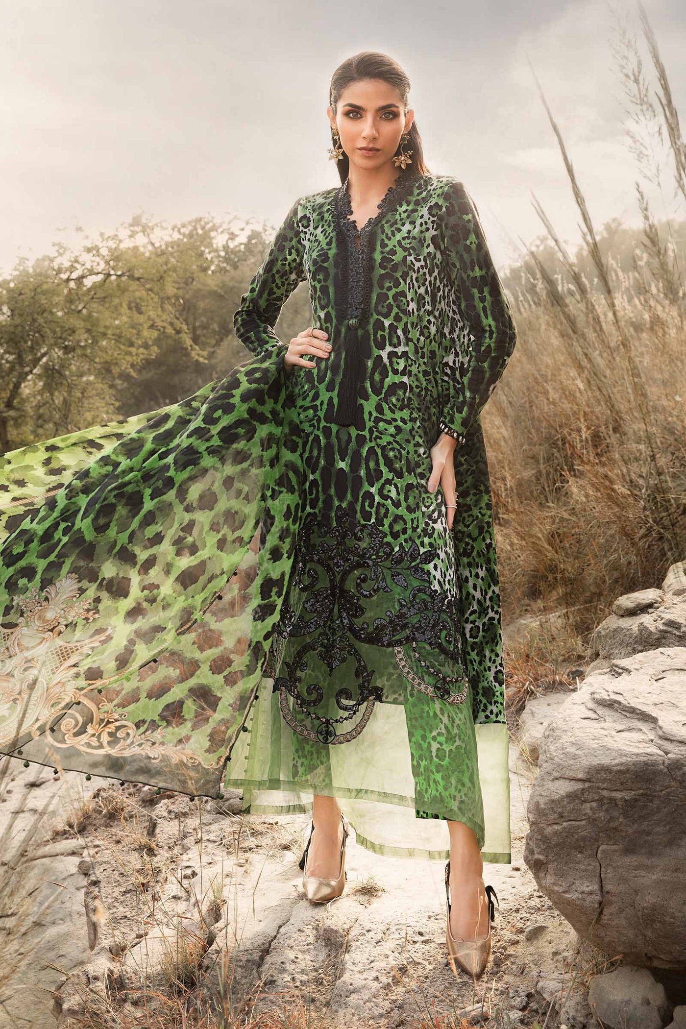 3 Piece Unstitched Printed Linen Suit | MPT-2409-A