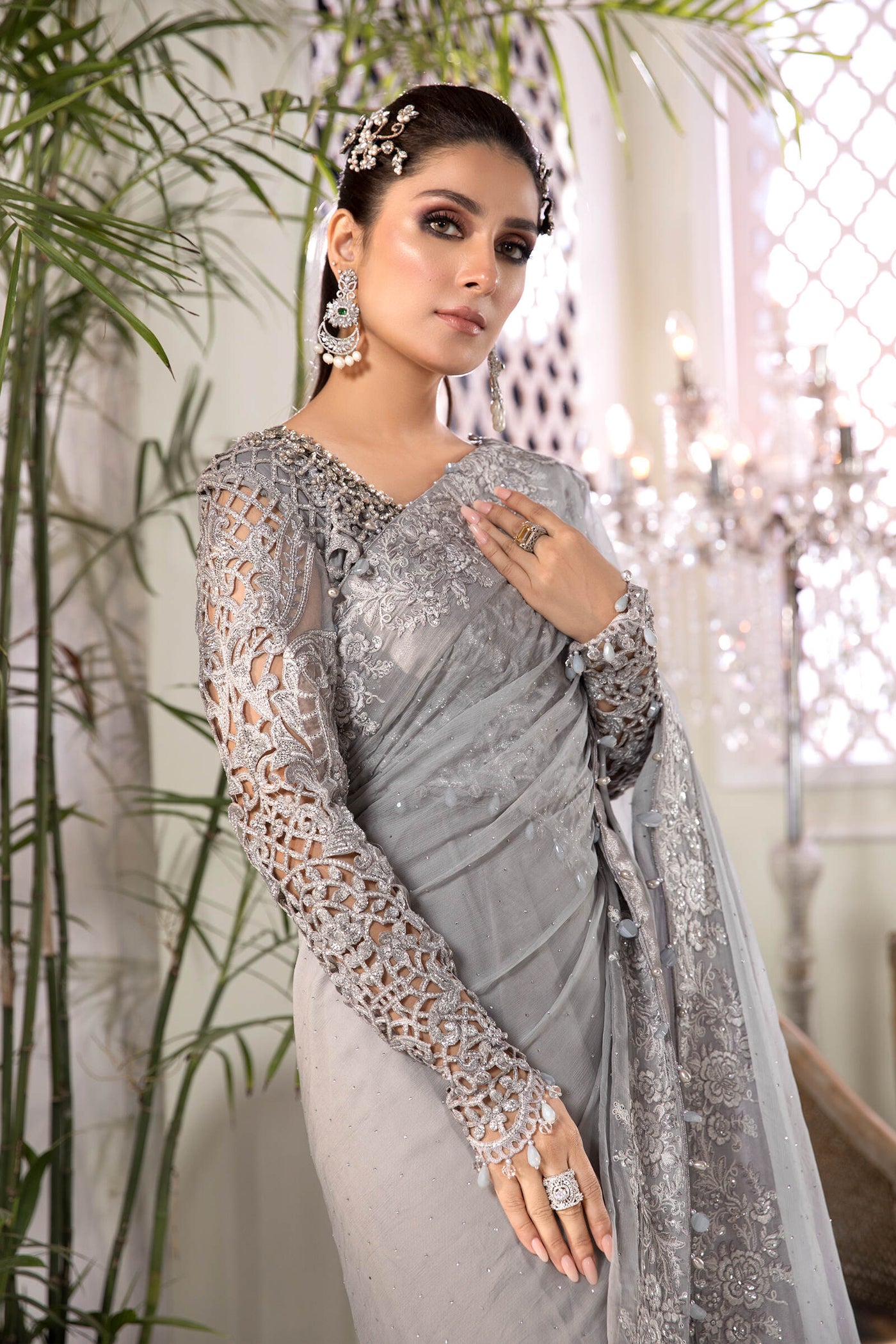 Unstitched MBROIDERED - Silver Grey (BD-2201)