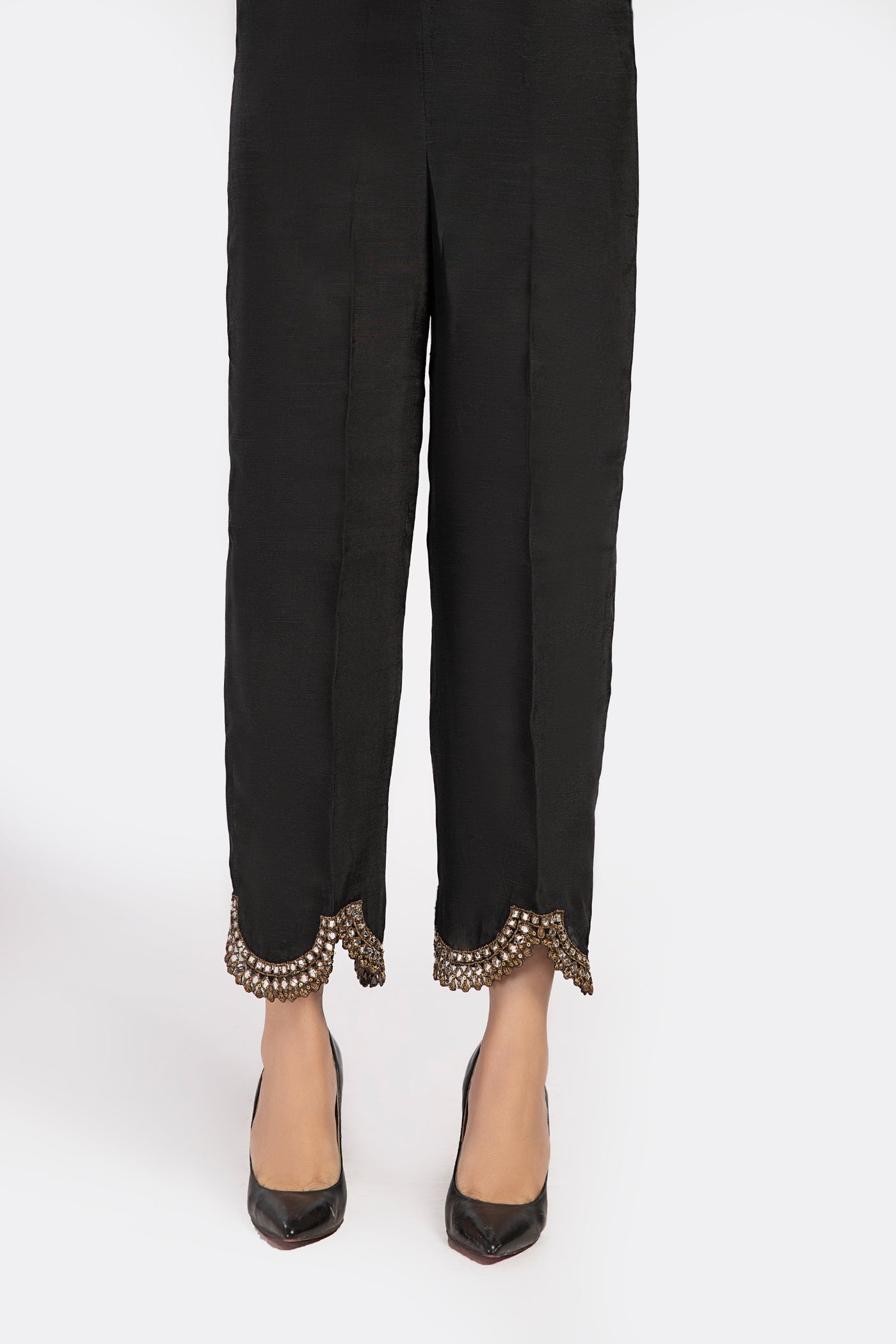 Embroidered Raw Silk Trouser | MB-EF23-145