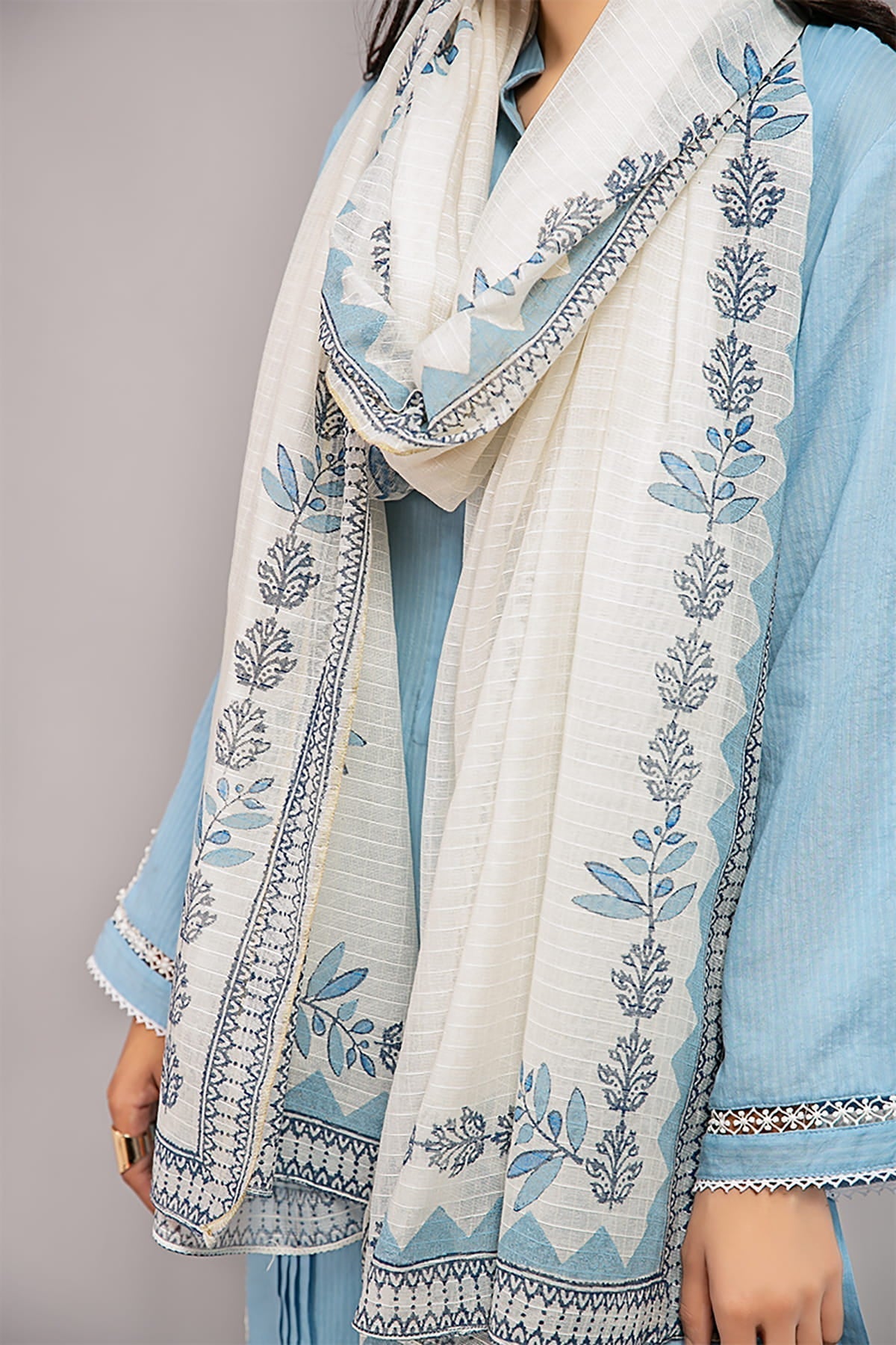 Scarf Dupatta - MG-W20-41-Off White