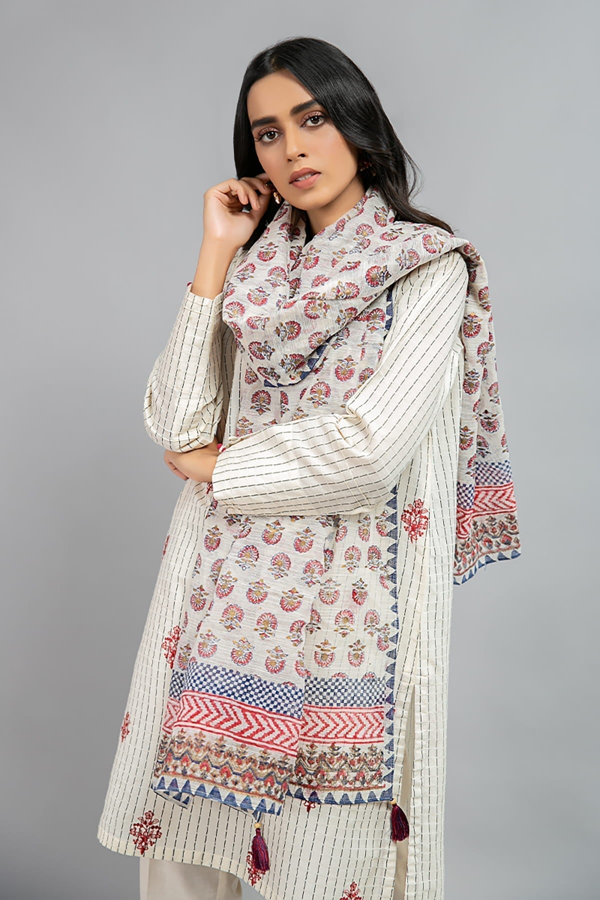 Scarf Dupatta - MG-W20-54-Off White