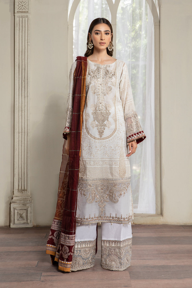 Suit Ivory White and Maroon ELS-21-01