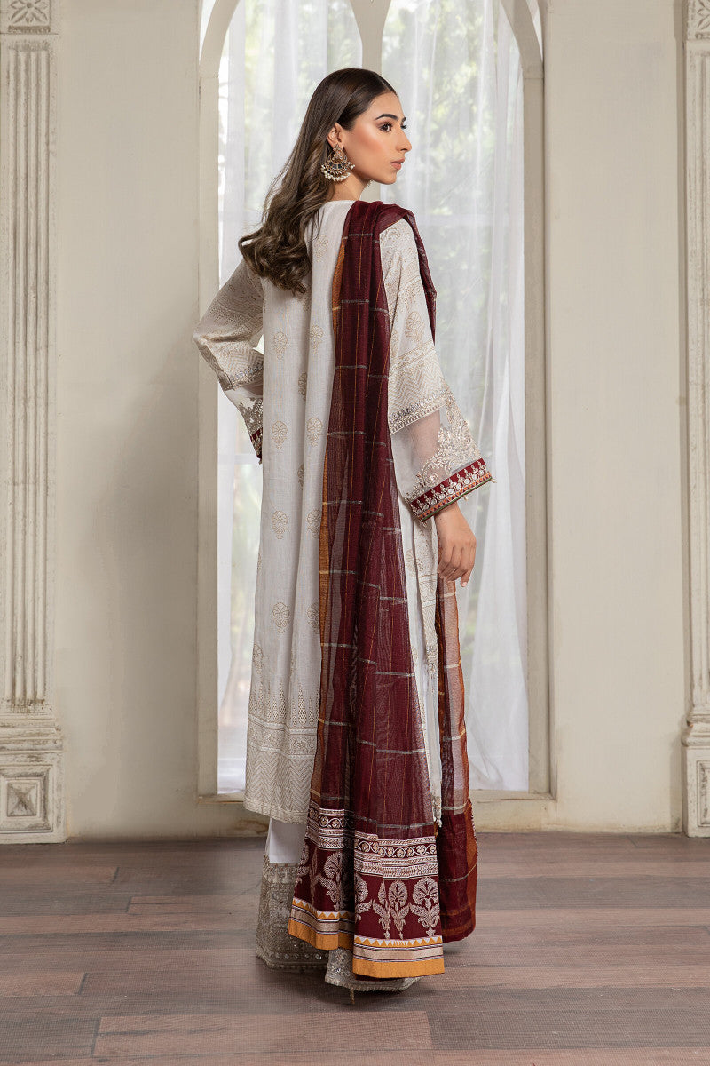 Suit Ivory White and Maroon ELS-21-01