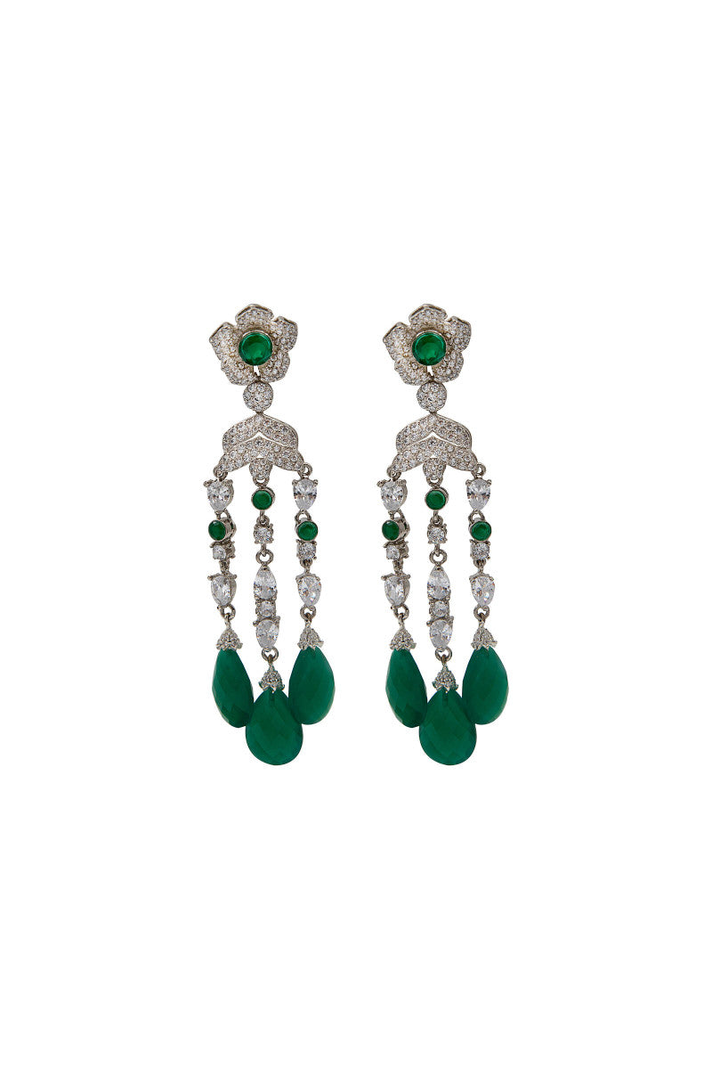 JER-051-Green agate with White rhodium