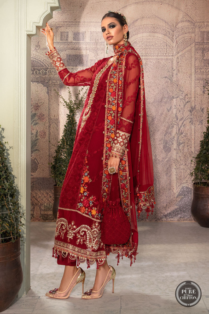 Unstitched Chiffon - MPC-22-201-Ruby Red